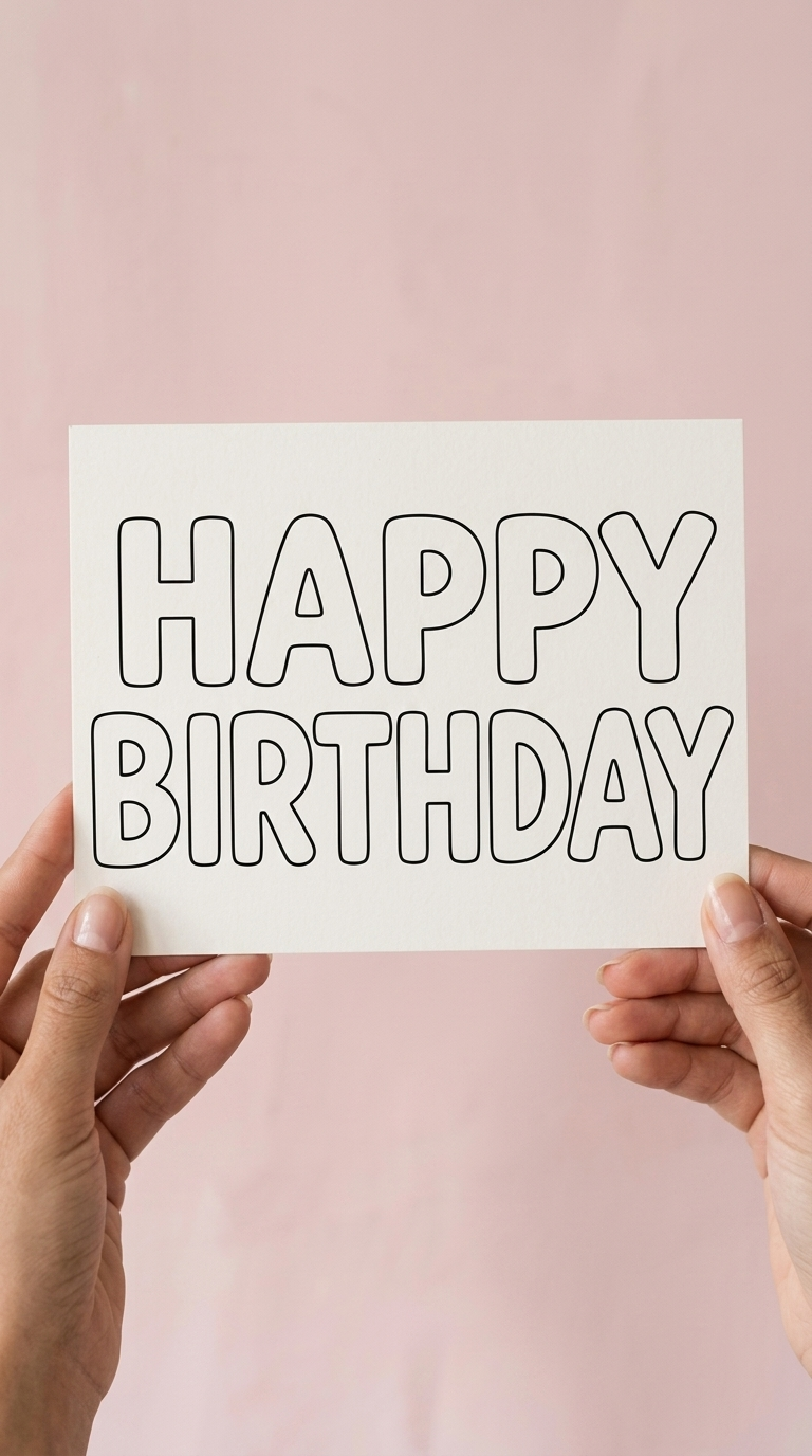 HAPPY BIRTHDAY Colouring Card